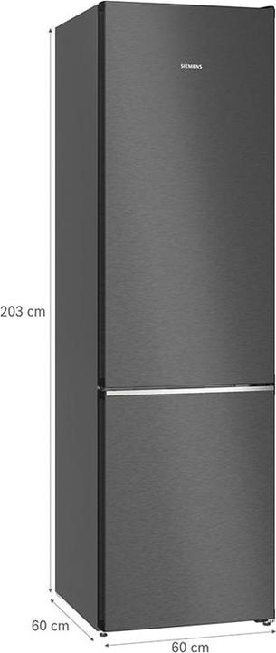 Actual product image Siemens iQ500, free-standing fridge-freezer with freezer at bottom, 203 x 60 cm, BlackSteel, KG39N4X1F (363 l)