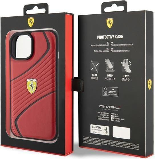 Immagine prodotto Ferrari FEHCP15SPTWR Custodia rigida per iPhone 15 6.1" czerwony/rosso Twist Metal Logo (Apple iPhone 15)