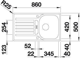 Image du produit Blanco Lantos 45 S-IF (Evier encastré, 86 cm, 50 cm)