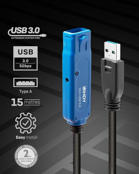 Produktbild Lindy USB 3.0 Aktiv-Verlaengerung 15m USB 3.0 Super Speed (15 m)