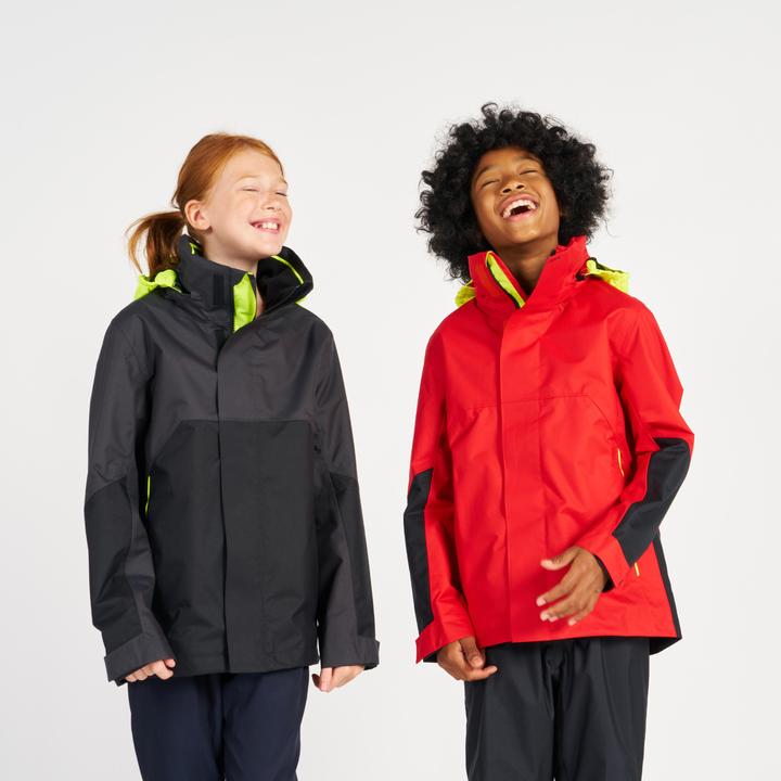 Produktbild Tribord Regenjacke Segeljacke Kinder wasserdicht winddicht - Sailing 300 rot/gelb (122)
