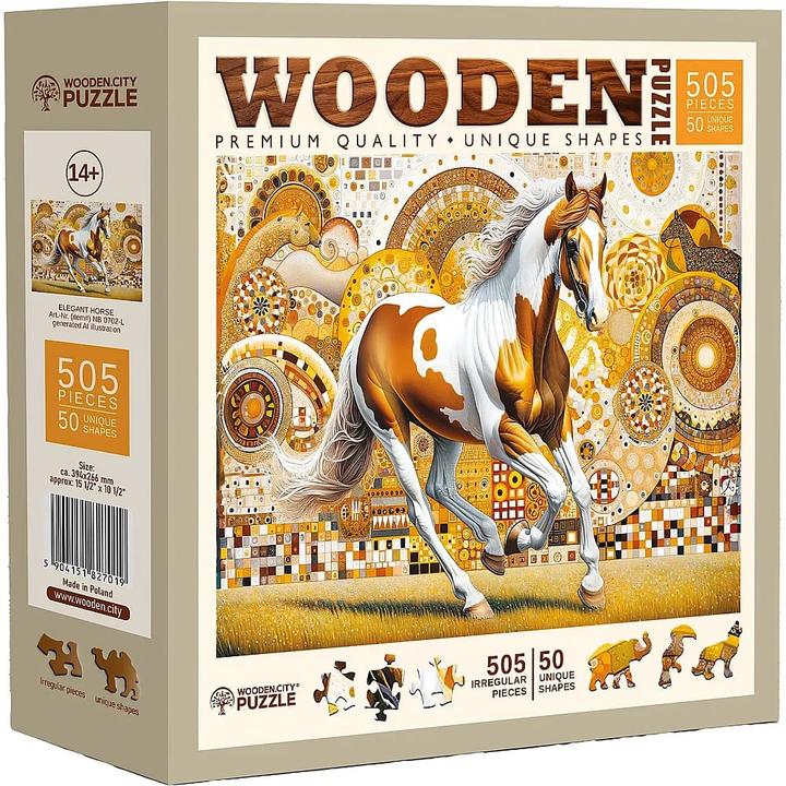 Productafbeelding WoodenCity Puzzelhout L Elegant Paard (505 onderdelen)