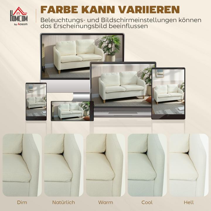 Produktbild Homcom Sofa Polyester, Eukalyptusholz Cremeweiss (2-Sitzer)