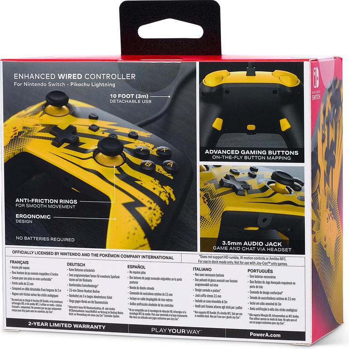 Immagine prodotto PowerA Controller Switch migliorato via cavo Fulmine Pikachu (Switch Lite, Switch)