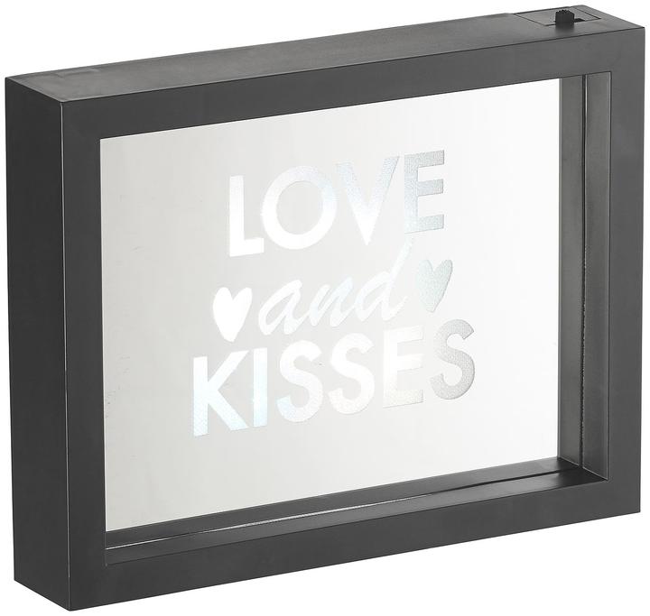 Produktbild Infactory Deko-Spiegel mit Glitzerschrift "Love and Kisses" (23 x 18 x 4 cm)