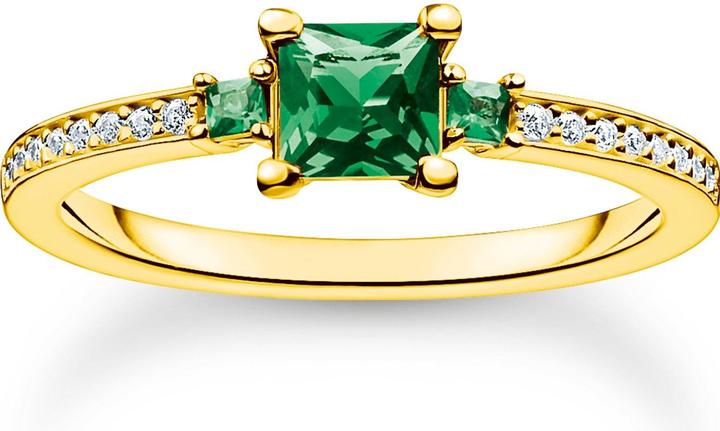 Immagine prodotto Thomas Sabo Anello con pietre verdi e bianche, oro (58, 925 Argento)