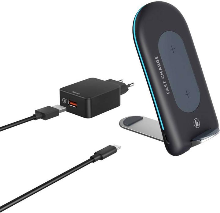 Hama Induction Charger Wireless Set "QI FC15S", Anthracite (15 W)