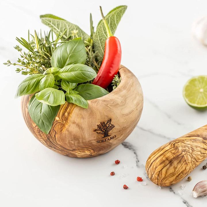 Actual product image Soltako Olive wood mortar