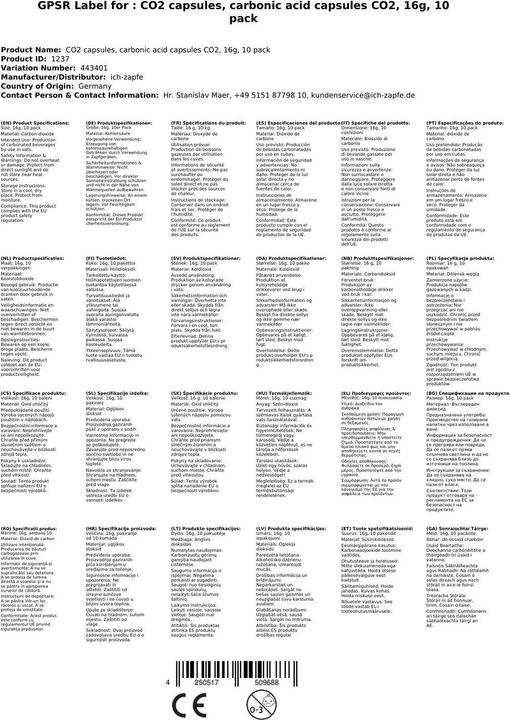 Produktbild Ich-zapfe CO2 Kapseln, Kohlensäurekapseln CO2, 16g, 10er Pack