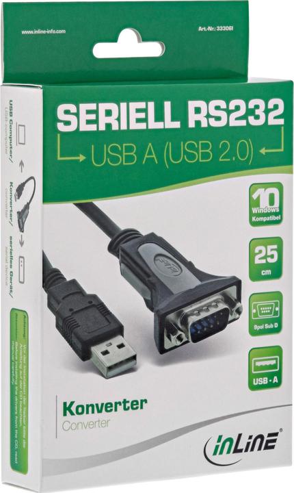 Actual product image InLine USB 2.0 to Serial Adapter Cable (0.25 m)