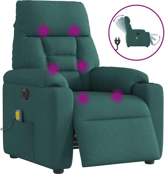 Immagine prodotto vidaXL Sedia da massaggio elettrica in tessuto verde scuro