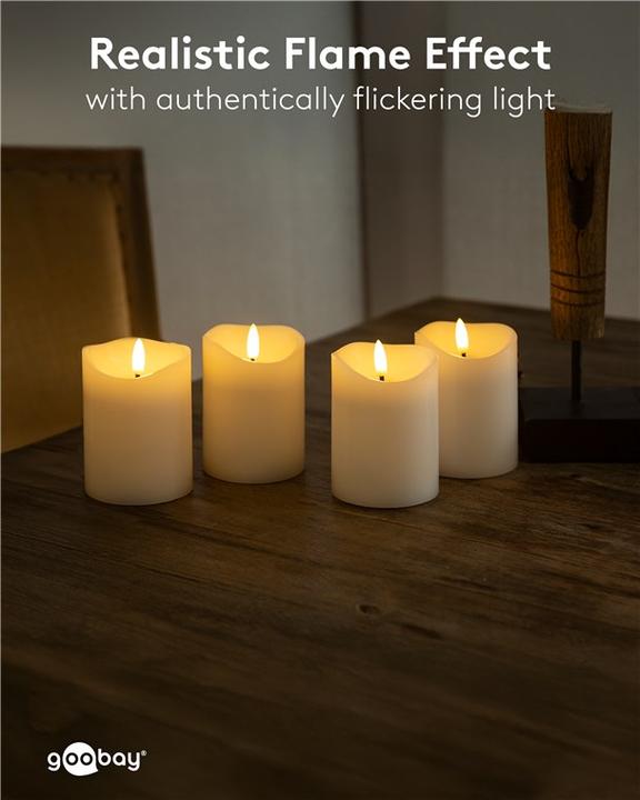 Actual product image Goobay 4er-Set LED-Echtwachskerzen, weiss (4 x)