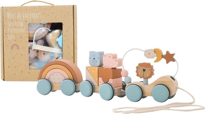 Hermex Holzeisenbahn Holzzug Kinderspielzeug Lernspielzeug Bauklotz-Bahn