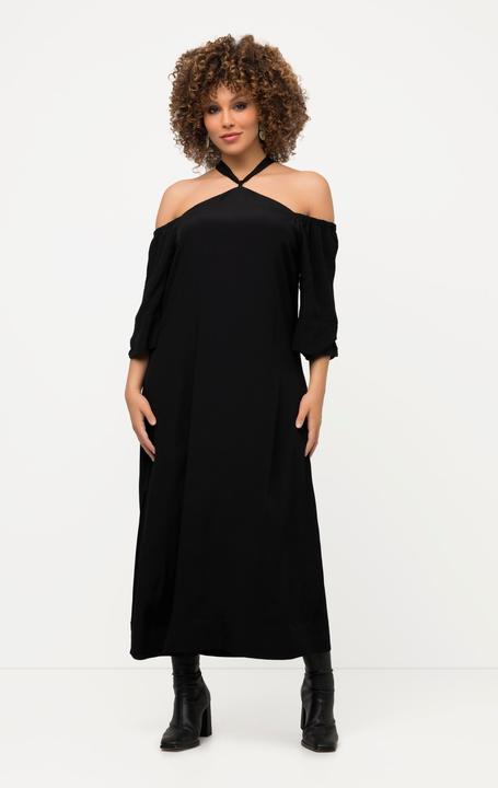 Produktbild Ulla Popken Midikleid, Neckholder, A-Linie, Seitenschlitz, Langarm (54)
