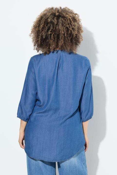 Actual product image Ulla Popken Denim Look Drawstring Waist Blouse (60)