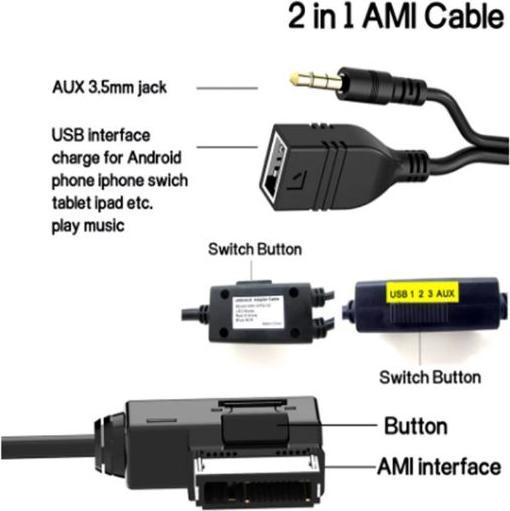 Actual product image ACV AUX Audio Cable MDI AMI MMI Interface USB Jack 3,5mm male cable for Audi A (Transmitter & Receiver)
