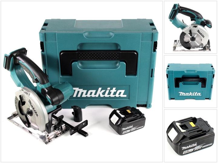 1x Makita DSS 501 18V Li-ion Akku Handkreissäge, 1x Makita BL 1850 B 5,0 Ah Li-Ion Akku, 1x Makpac 3 Systemkoffer, 1x passende Schaumstoffeinlage