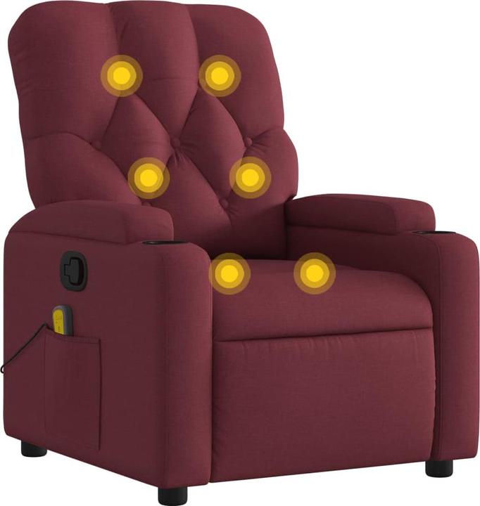 Immagine prodotto vidaXL Poltrona massaggiante in tessuto rosso vino,Colore: Rosso vino,Materiale: Tessuto
