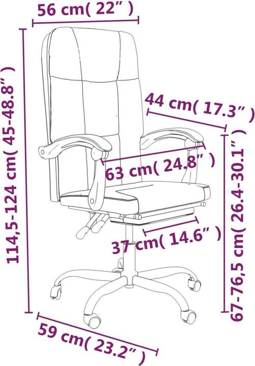 Actual product image vidaXL Bürostuhl mit Liegefunktion (44.50 - 54 cm)
