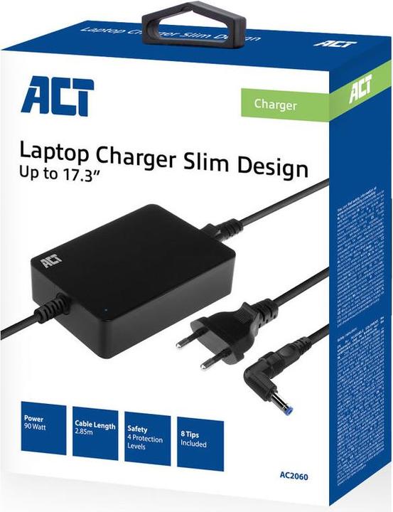 Produktbild ACT Slim size laptop charger 90W (for laptops up to 17.3 inch) (90 W)
