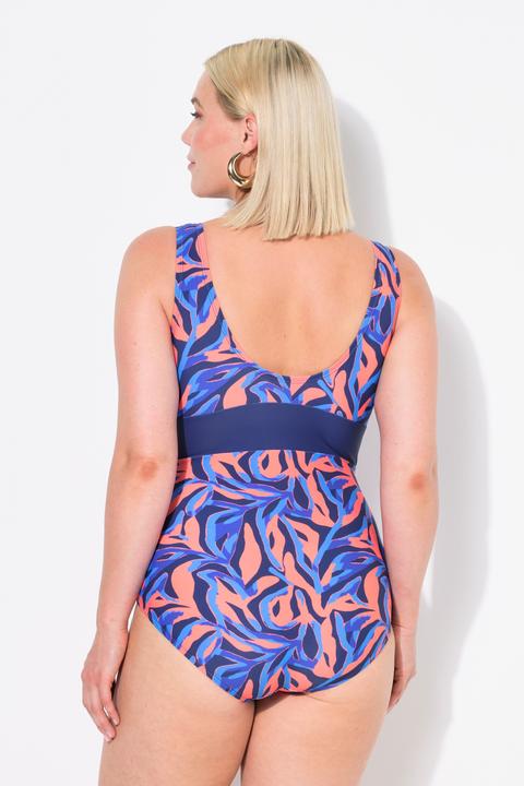 Image du produit Ulla Popken Maillot de bain avec bonnets souples, motif corail et décolleté en V, matières recyclées (50)