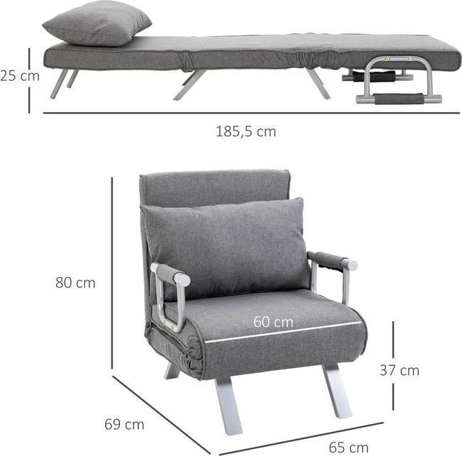 Produktbild Swisshandel24 Schlafsofa mit Armlehne 3-in-1 Schlafsessel Gästebett Chaiselongue Multifunktion leinenartiges Polye