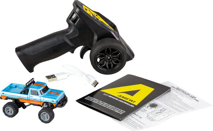 Produktbild Amewi Monster Truck Die Cast 1:64 RTR, Blau/Orange (RTR Ready-to-Run)