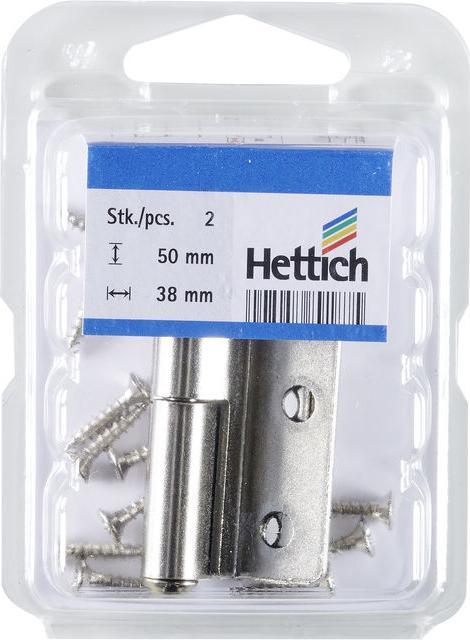 Immagine prodotto Hettich Mbelband links, vernickelt 50x40 mm, 2 Stck fr gefalzte Tren und Fenster