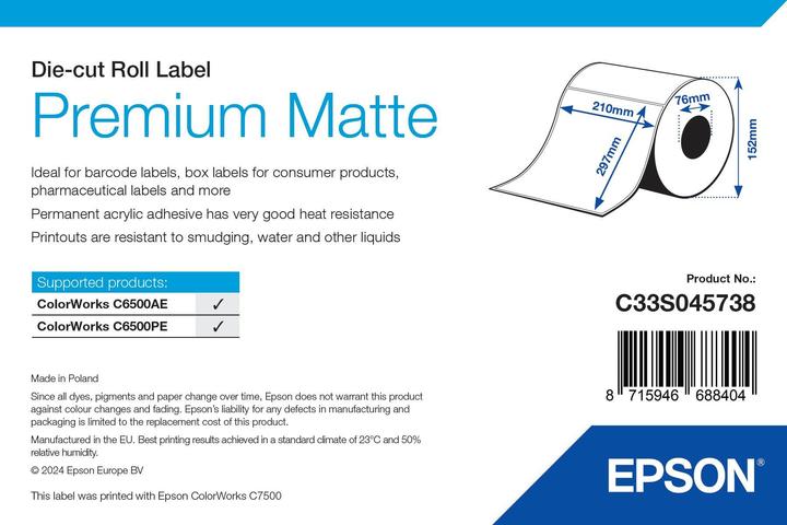 Produktbild Epson Premium Matte Label - Die Cut Roll: 210mm x 297mm, 200 labels
