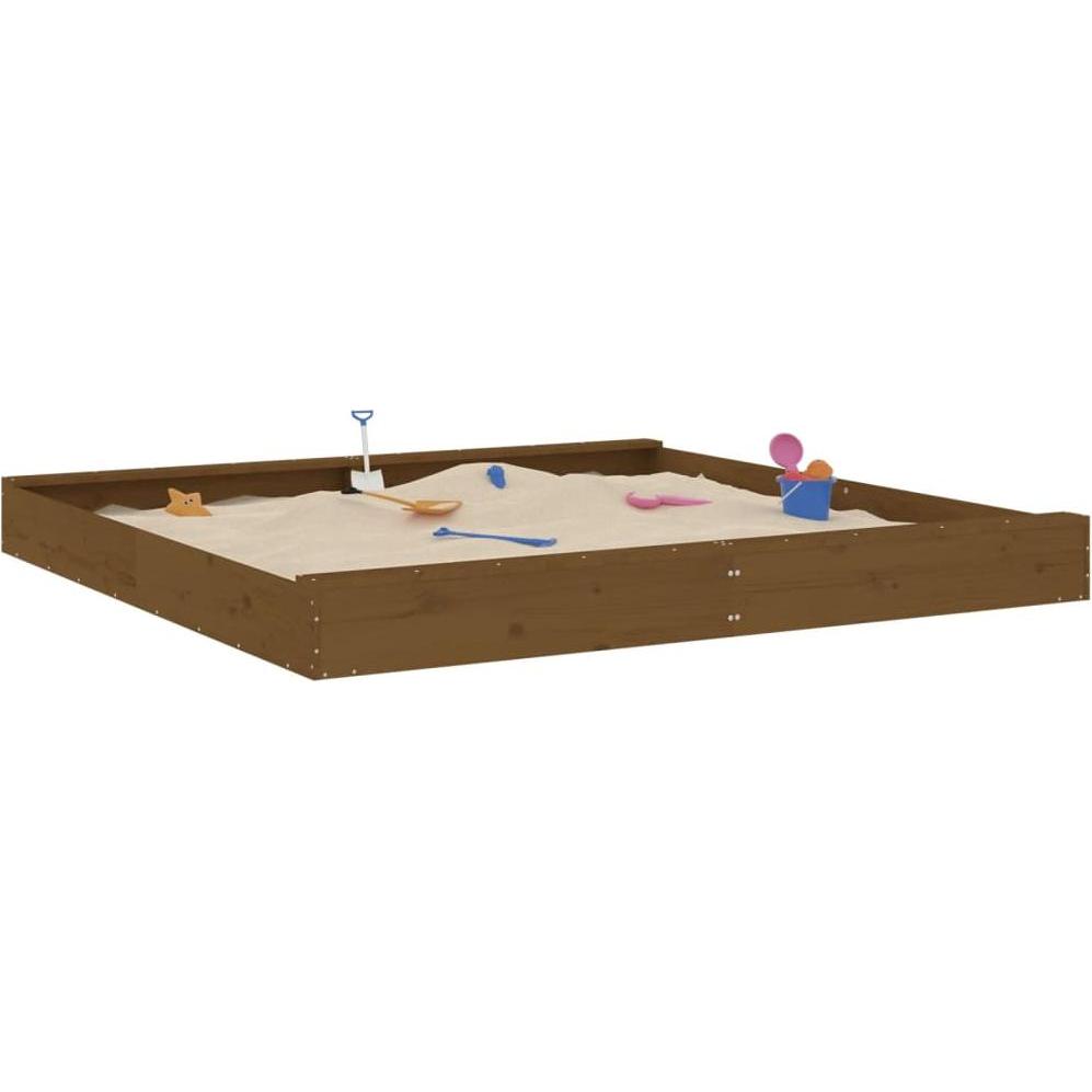 VidaXL Sandkasten mit Sitzen Honigbraun Quadratisch Massivholz