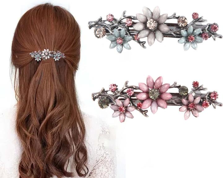 Produktbild Activity Board 2 Stück Elegante Haarspangen Exquisite Blume Kristall Haarspangen Vintage (2 Stk.)