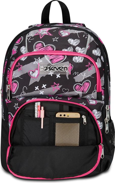Actual product image Seven Adavanced Pockets Black Fuchsia School Backpack (33 l)