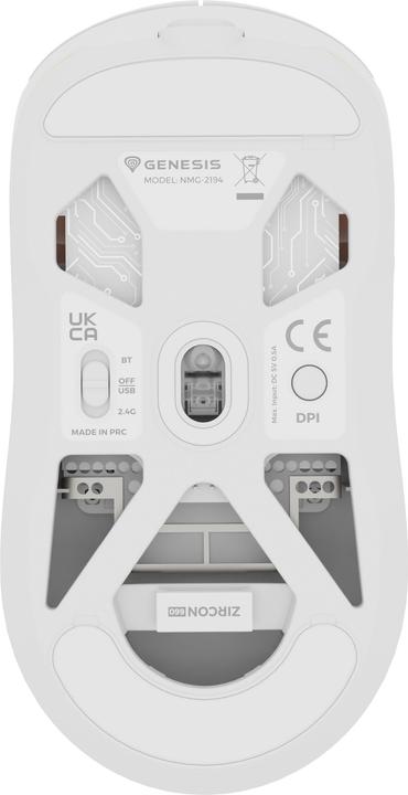 Actual product image Genesis Mysz Dla Graczy Zircon 660 Pro Bezprzewodowa 26000dpi Biała Gamingowa (Cable, Wireless)