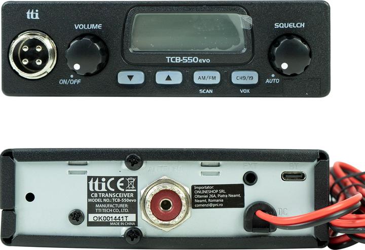 Image du produit Aim TTi Radio CB TTi TCB-550 EVO, DSS, VOX, filtre NB, balayage, écran multicolore, 12-24 V