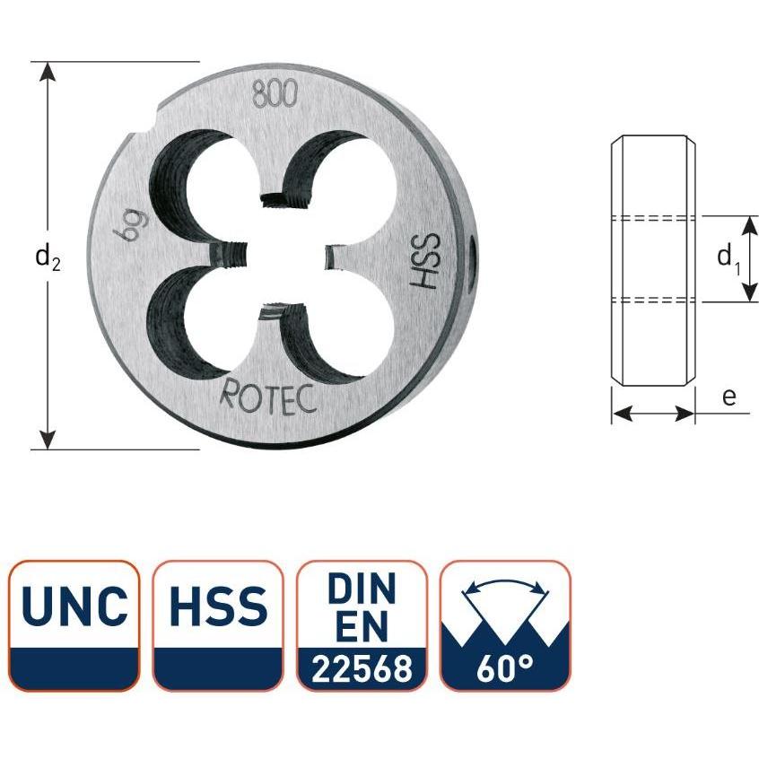 Rotec, Punte per fresa, 363.0014 HSS Rundfräser DIN 223 UNC 1/4-20