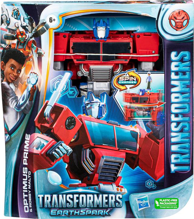 Produktbild Hasbro Transformers EarthSpark Spin Changer Optimus Prime mit Robby Malto Fi