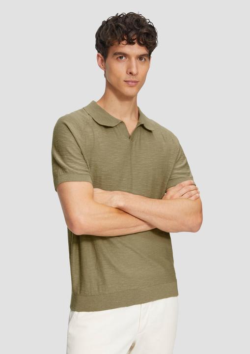 Produktbild S.Oliver Strickpullover Gestricktes Poloshirt mit Flammgarnstruktur (XXL)