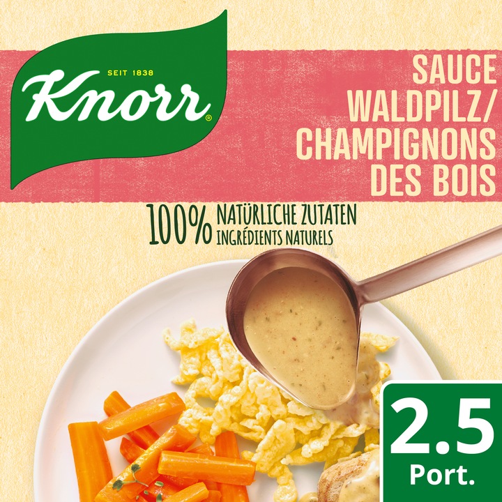 Produktbild Knorr 100% Natürlich Waldpilz Sauce Beutel mit feinen Champignons, ideal zu Pilz, Fleisch & Pasta (33 g)