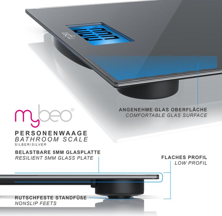 Produktbild Mybeo Personenwaage, Digitale Körperwaage mit 3,5" LCD Display, DMS Sensoren, max. 150kg (150 kg)