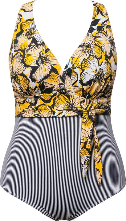 Actual product image Ulla Popken Mixed Pattern Sliding Knot One Piece Swimsuit (62)