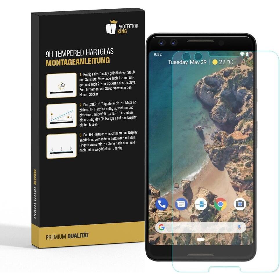 Thumbnail - Protectorking 1x echtes Tempered 9H Panzerhartglas 3D KLAR (1 Stück, Google Pixel 3), Smartphone Schutzfolie, Transparen...