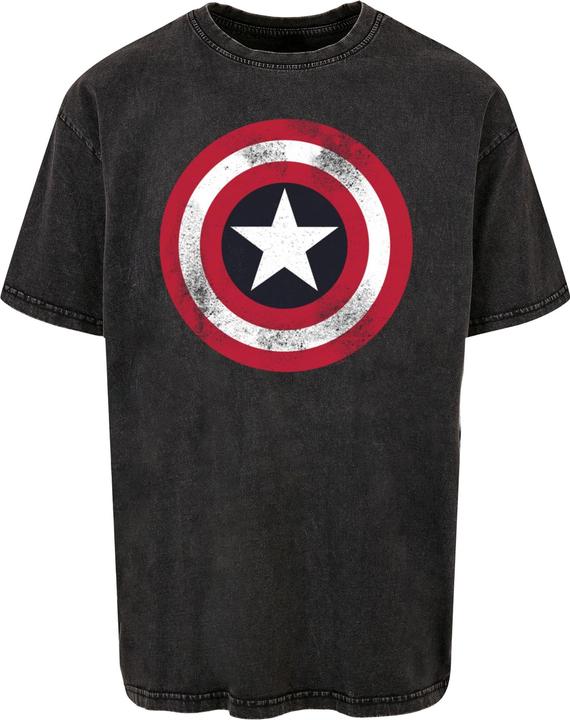 Absolute Cult Avengers - Captain America Distressed Shield Acid Washed Oversize Tee - 114967 (XL)