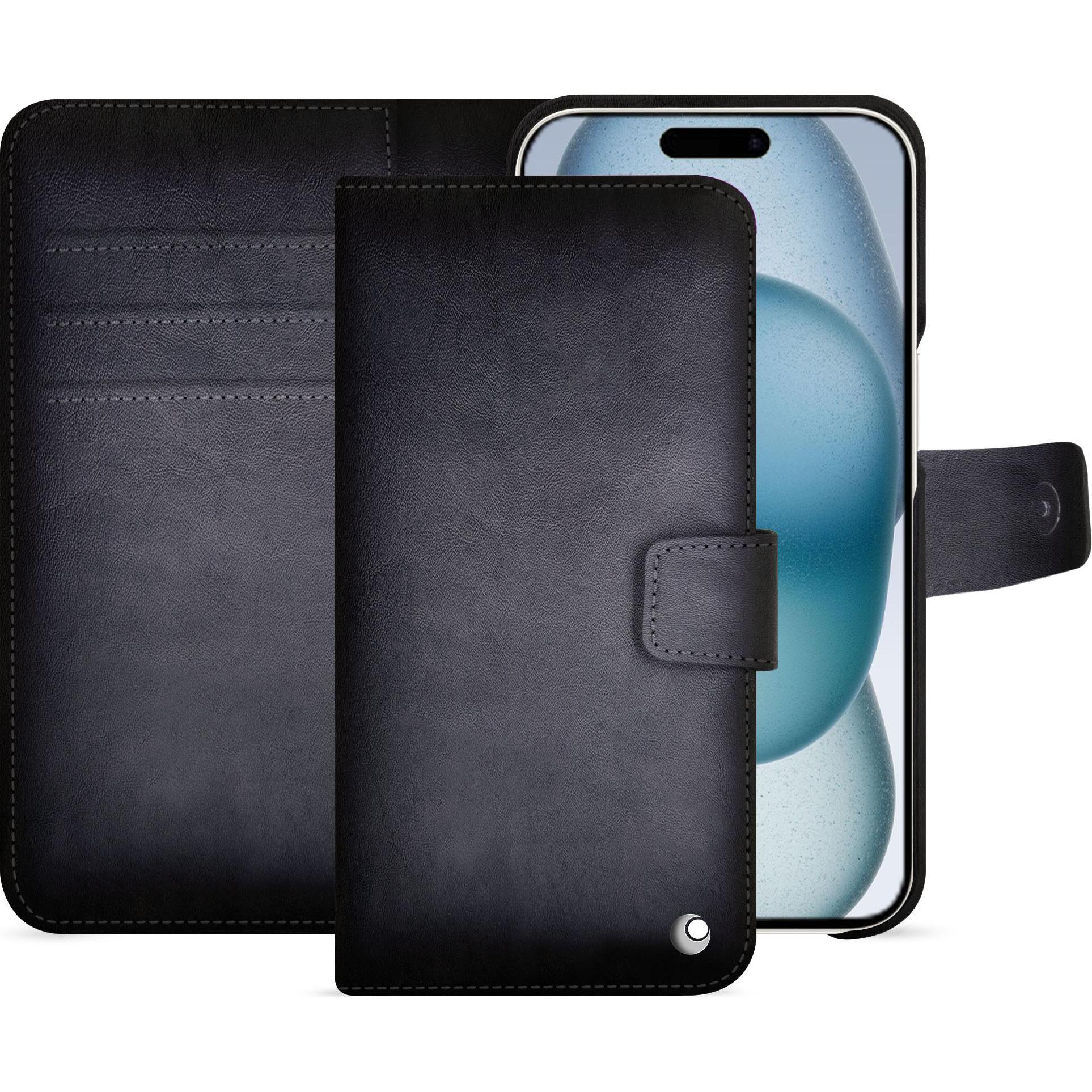 Noreve Lederschutzhülle Apple iPhone 15 (Apple iPhone 15), Smartphone Hülle, Grau