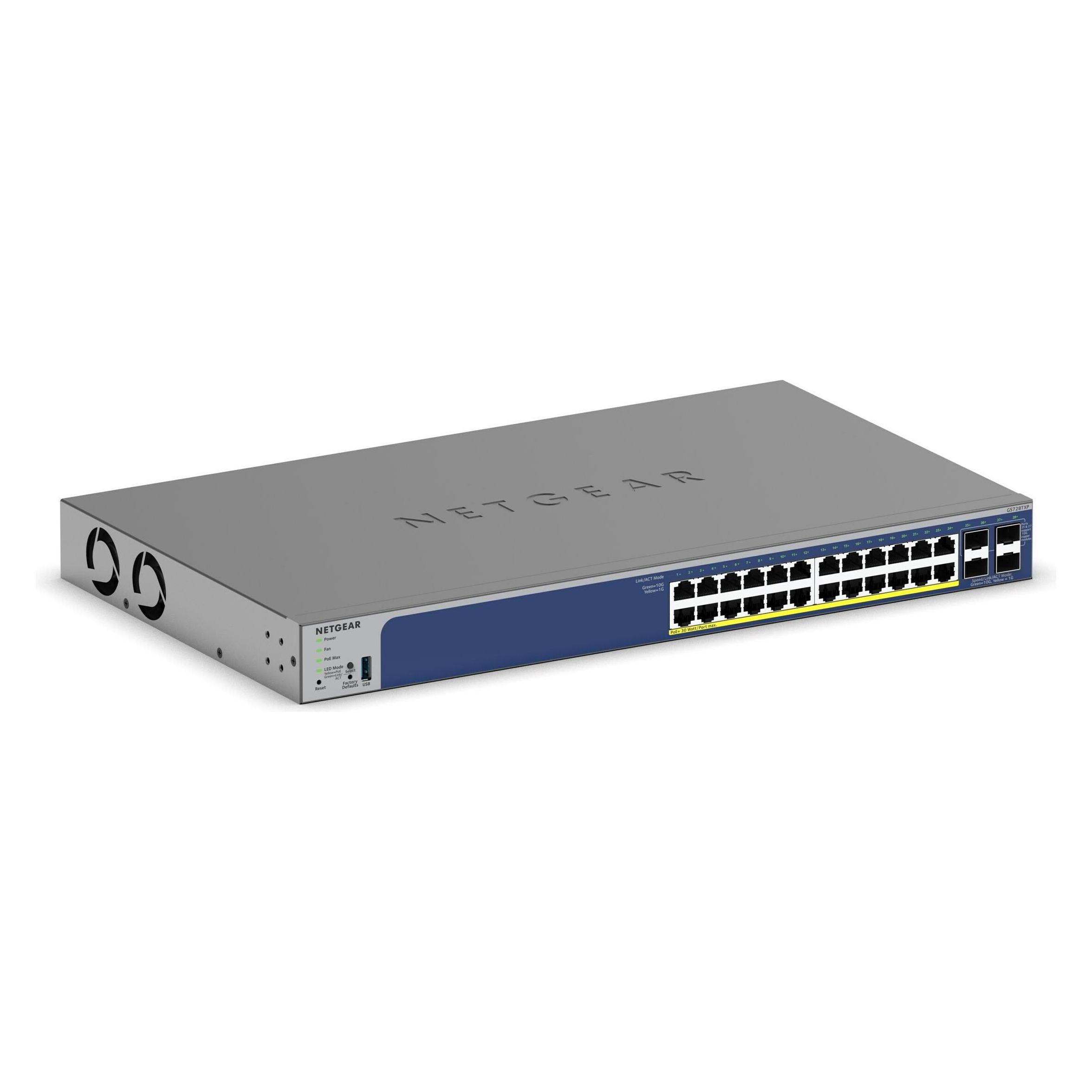 Netgear GS728TXP (24 Ports), Netzwerk Switch, Schwarz