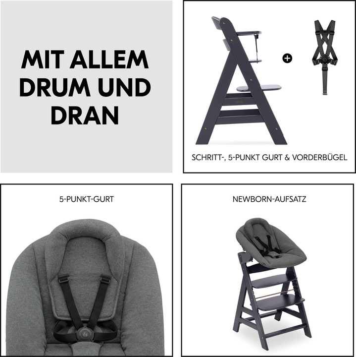 Produktbild Hauck Alpha Newborn Set Plus Dark Grey (Hochstuhl)