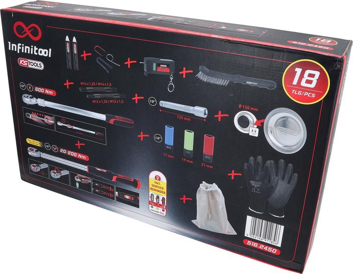 Productafbeelding KS Tools 516.2450 MASTER Radwechsel-Service-Satz mit 1/2" INFINITOOL Ratschen-Dr (1/2", 20 - 200 Nm)