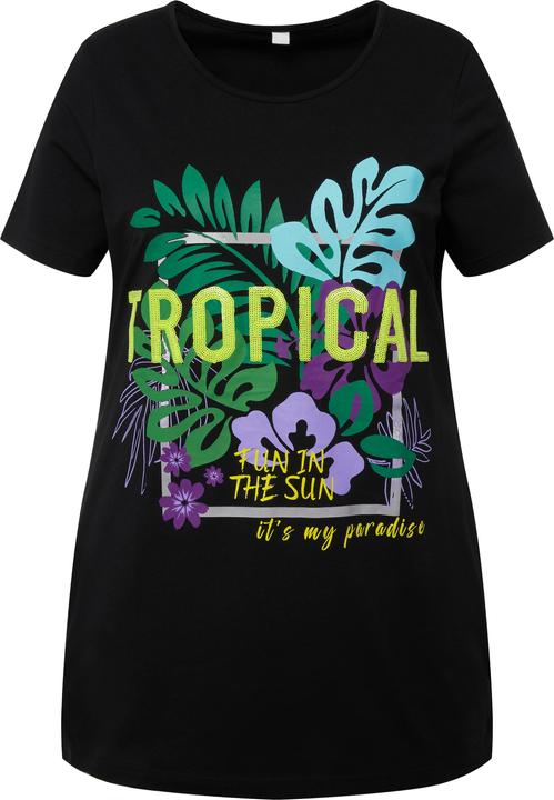 Image du produit Miamoda T-shirt long avec col rond et manches courtes. Motif TROPICAL (44)