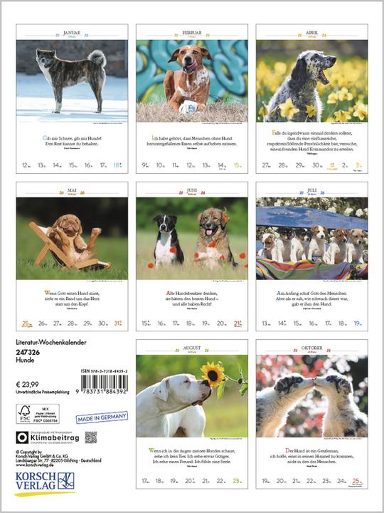 Produktbild Literaturkalender Hunde 2026 (Spezial)