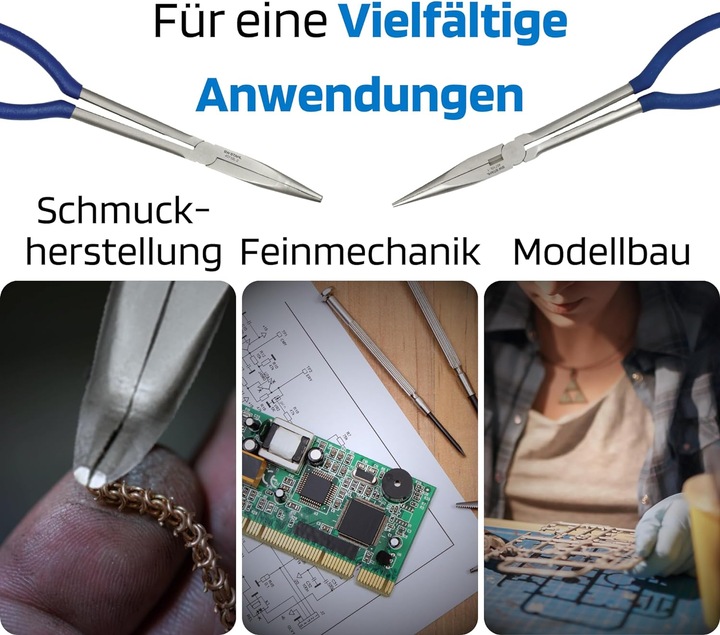 Produktbild SW-Stahl 40710L Spitzbackenzangensatz 3-teilig I Spitzzange Set I extra lange Spitzzange 310 mm I Za (310 mm)
