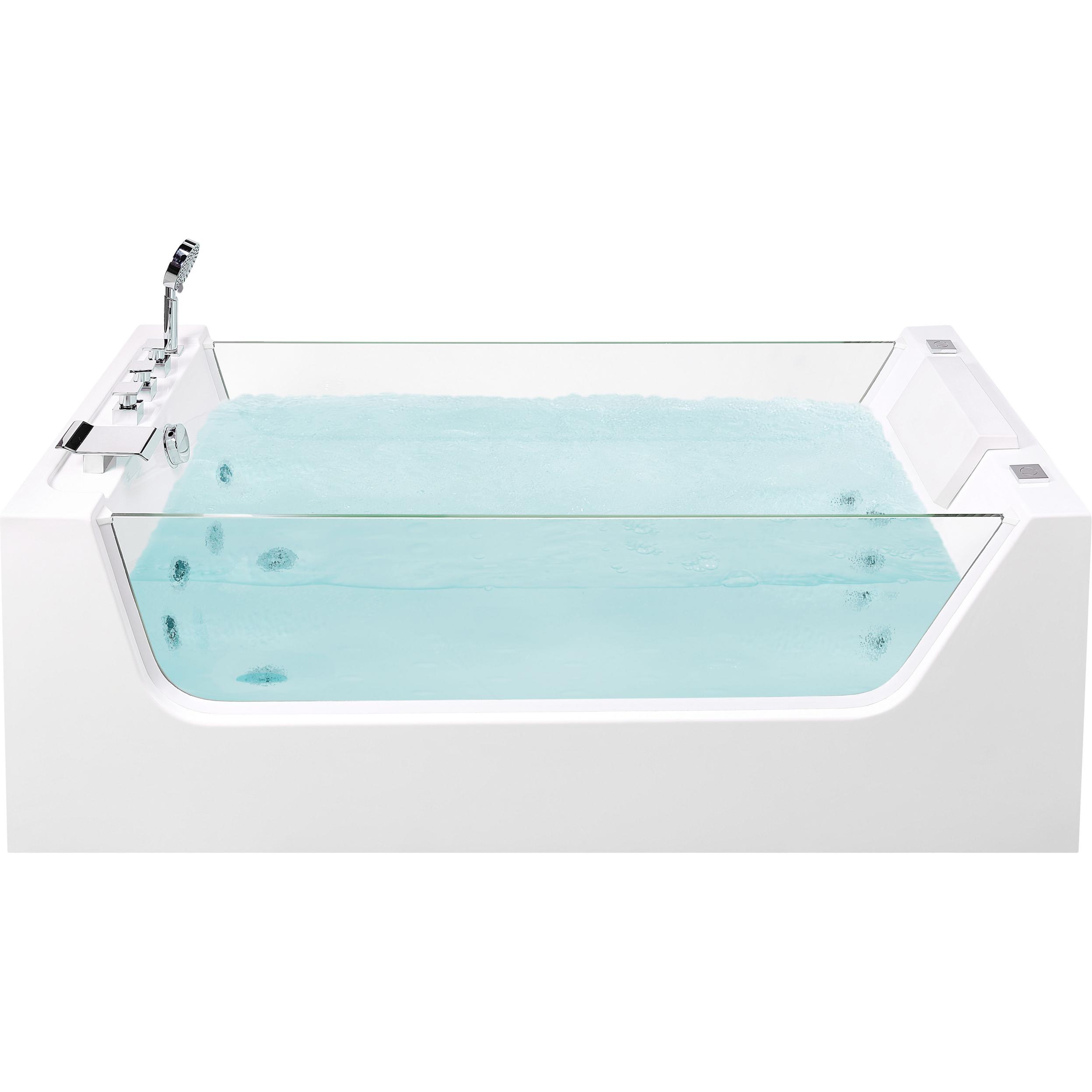 Beliani, Whirlpool, Whirlpool Badewanne weiss freistehend rechteckig 170 x 80 cm OYON
